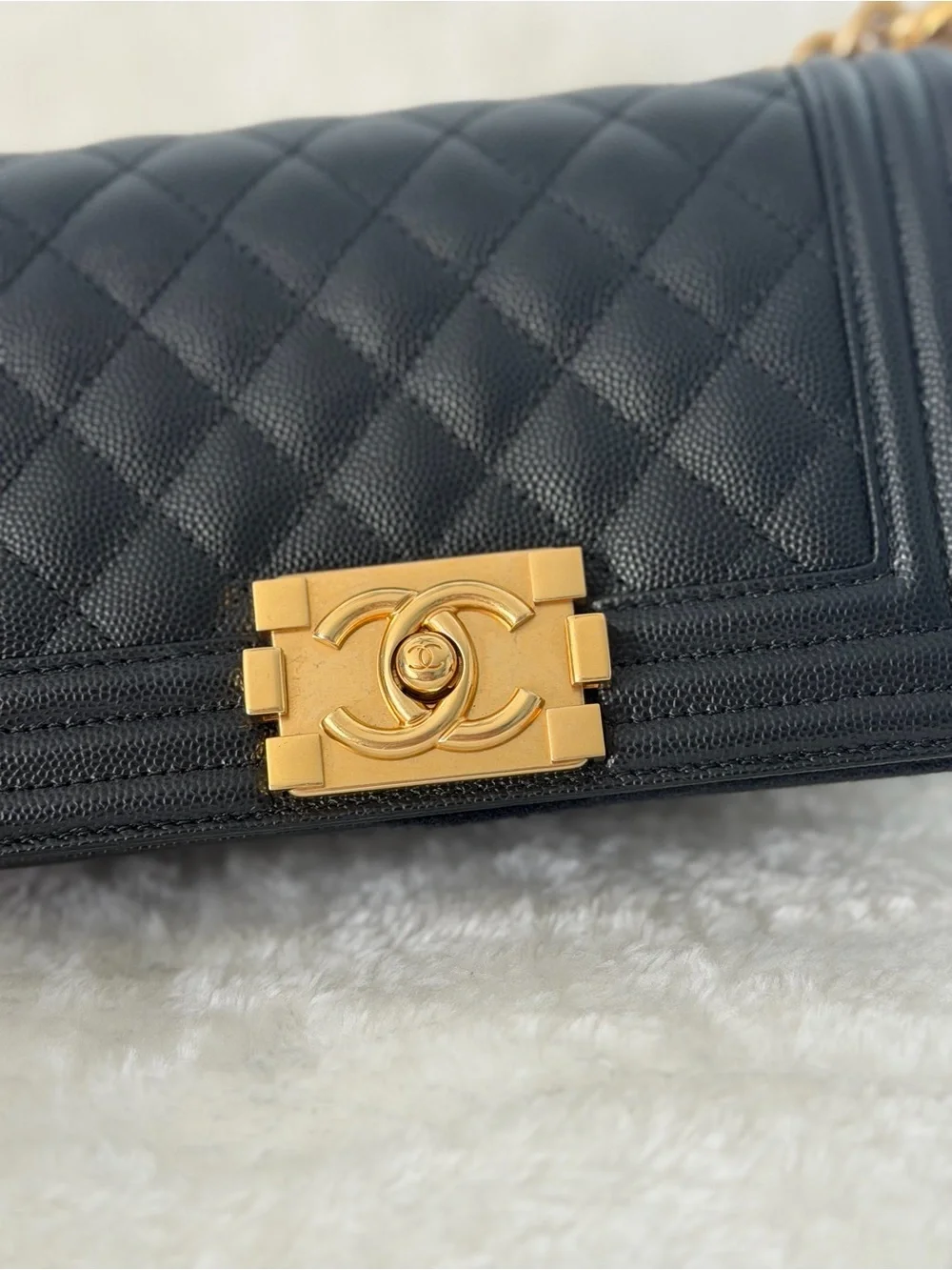 CHANEL Boy Small Black Caviar leather